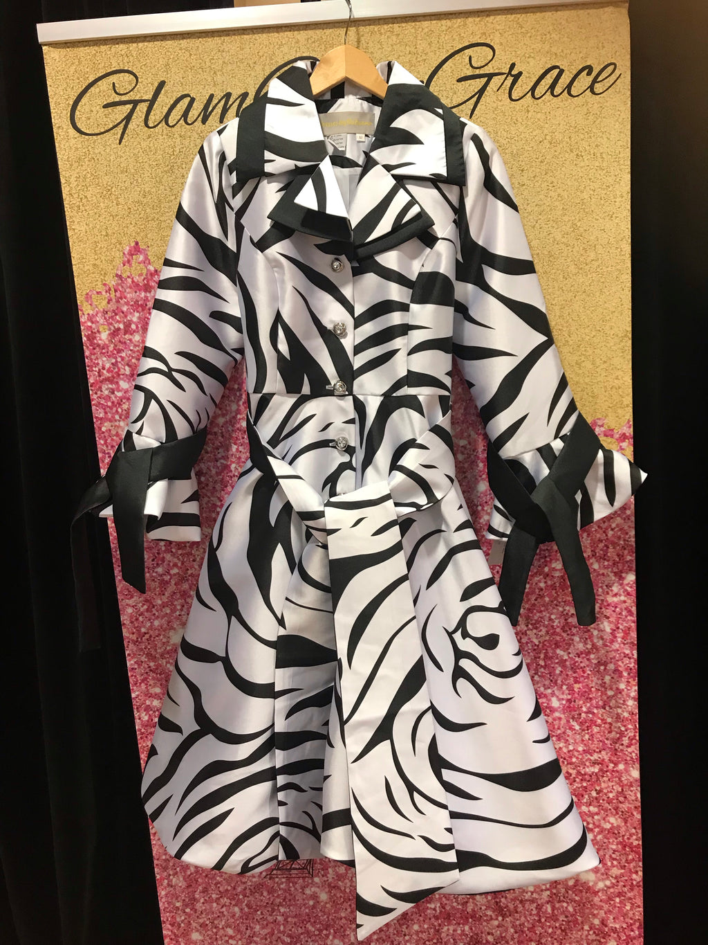 Zebra align belted Dress