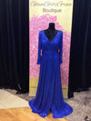 Royal Blue V- Neck Sequin Dress With Slit