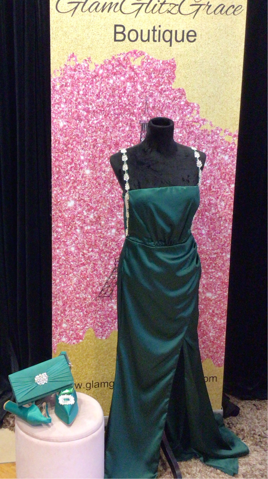 Dark green slit dress by Ricauica