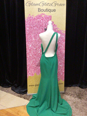 Green One Shoulder Backless Dress