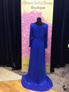 Royal Blue V- Neck Sequin Dress With Slit