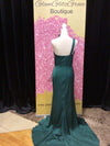 Emerald Green One Shoulder Pleated Dress With Slit