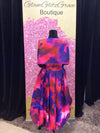 Red Violet Tie Dye Sleeveless Dress With Shawl