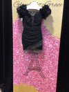 Black puffy sleeves body contour mini dress