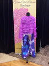 Violet Tulle Sheer Mesh Long Sleeve Chiffon Shawl