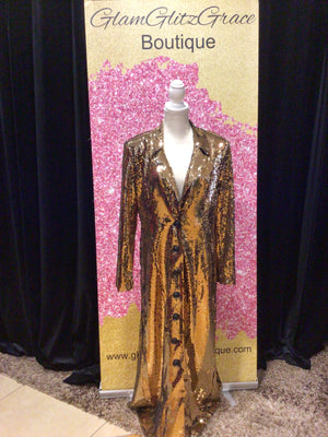 Gold Button Up Sequin Jacket