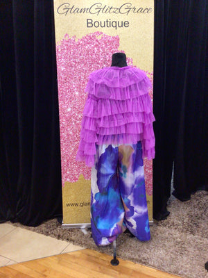 Purple Multicolored Tie Dye Flare Pants