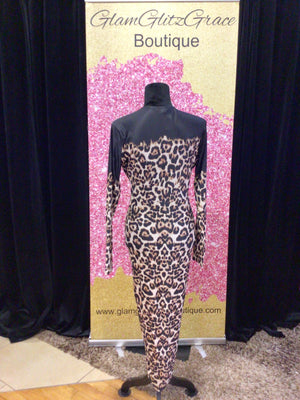 Long sleeve leopard midi dress