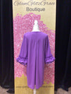 Plus Size Lavender Ruffled Sleeves Midi Dress