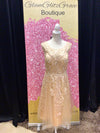 Plus Size One Shoulder Rose Gold Sequin Mini
