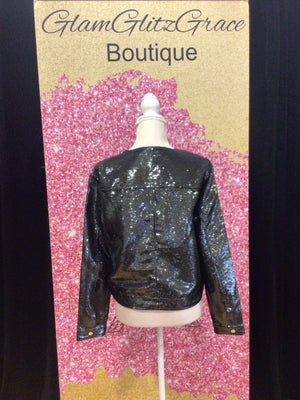Sequin Button Up At The Waist Jacket