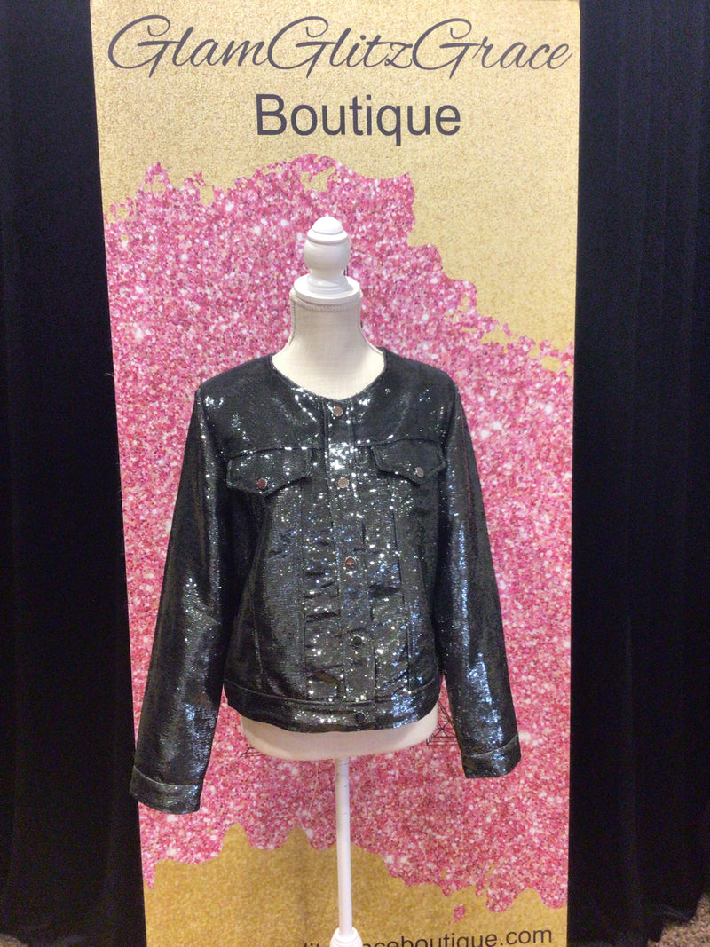 Sequin Button Up At The Waist Jacket
