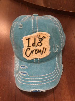C.C. I Do Crew Blue Distressed Hat - GlamGlitzGrace Boutique