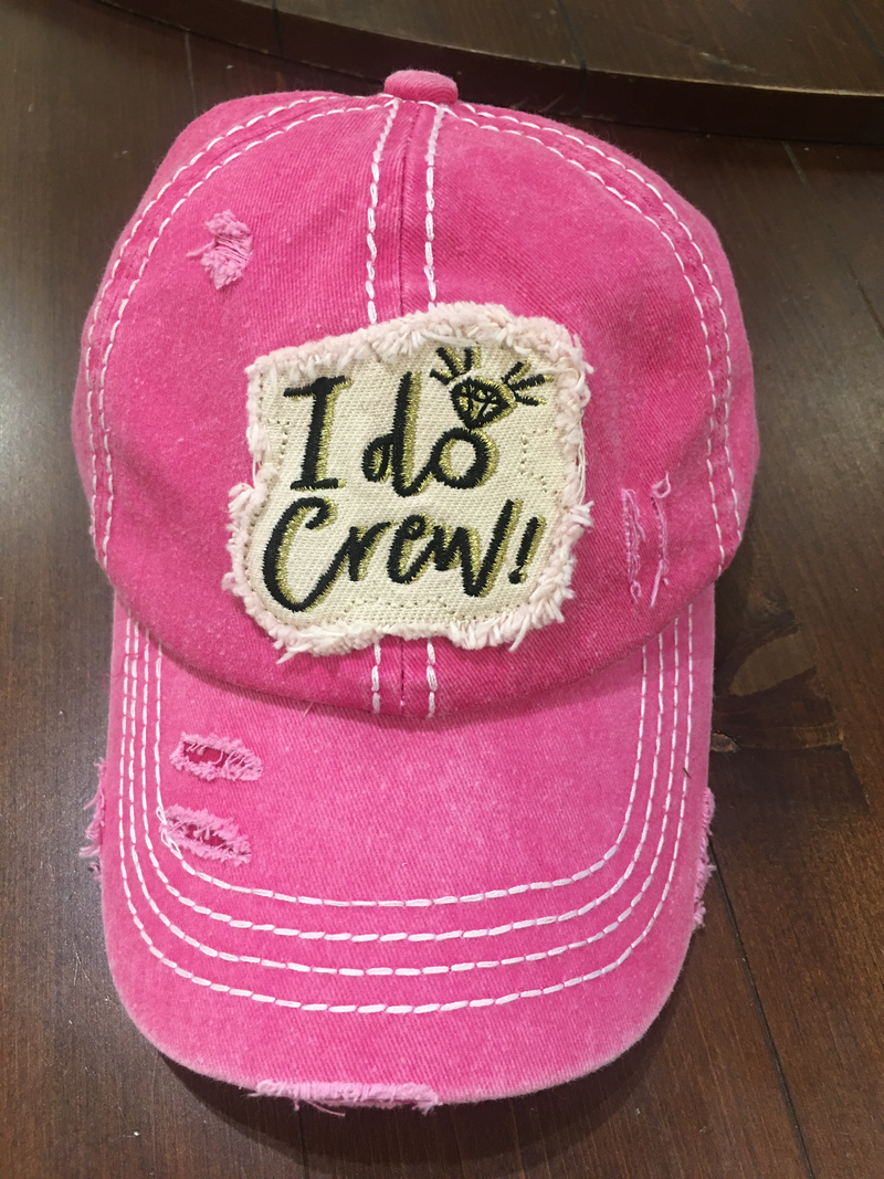 C.C. I Do Crew Hot Pink Distressed Hat - GlamGlitzGrace Boutique