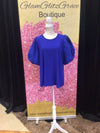 Plus Size Blue Bell Shaped Short Sleeves Top