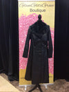 Black Leather Button Up Coat With Faux Fur (Detachable)