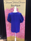 Plus Size Blue Bell Shaped Short Sleeves Top