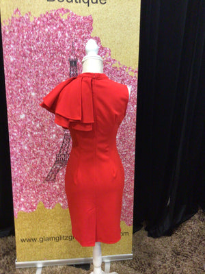Asymmetrical red dress