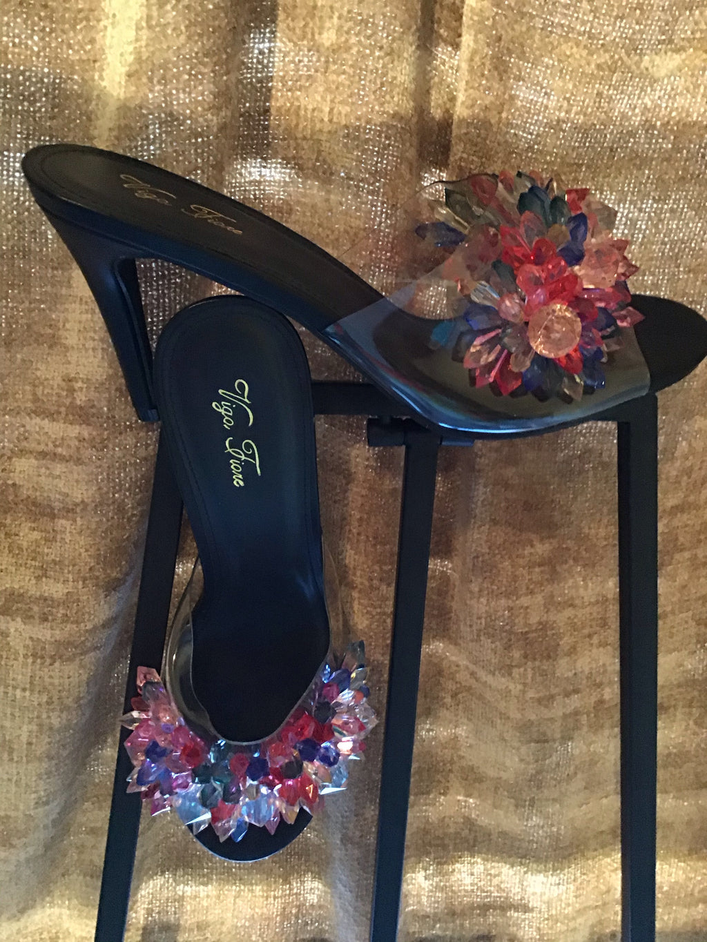 Jewels clear multi-color heels - GlamGlitzGrace Boutique