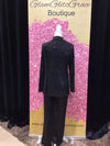 Black Sequin Open Collared Lined Jacket