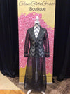 Black Sheer Long Duster With Sequins