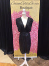Plus Size Black Sequin V-Cut With Open Back Dress