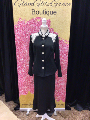 Black Pearl  Button Up Long Sleeve and Skirt Set