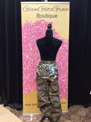 Plus Size Camouflage Pants With Sequin Design