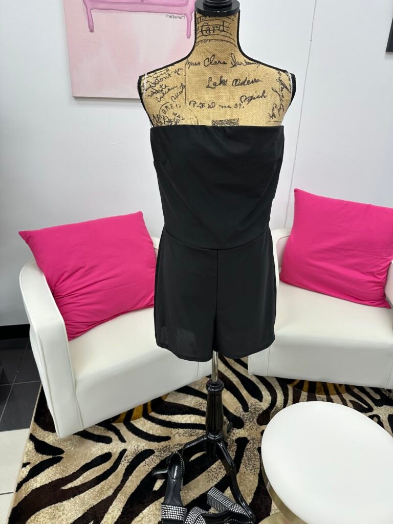 Strapless Romper with Tulle sheer skirt