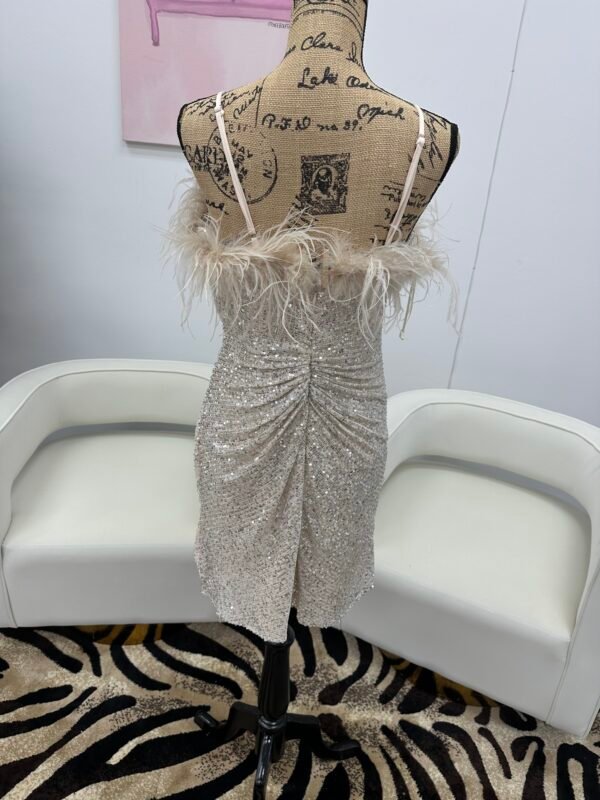 Sydney’s Closet Sequin Bodice Flowy Sheer Evening Dress - Image 2