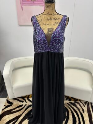 Ladivine champagne sequin feather spaghetti strap mini with side slit dress 