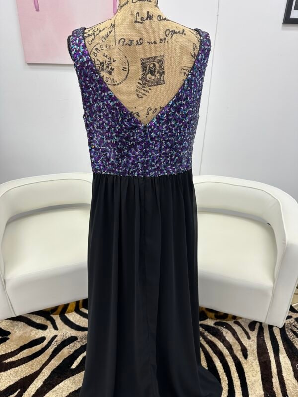 Ladivine champagne sequin feather spaghetti strap mini with side slit dress  - Image 2